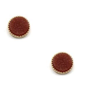 Boutique Burgundy Druzy Stone Stud Earrings Maroon